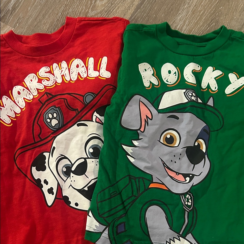 Paw Patrol Red Marshall & Green Rocky Kids Tees
